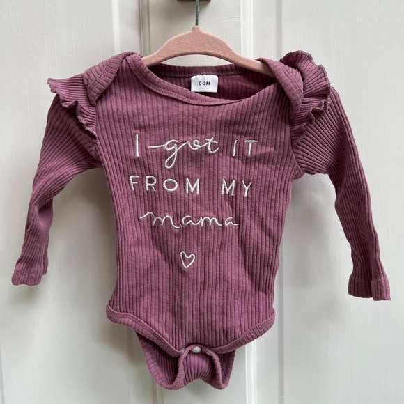 Other - 0-3M I Got it From My Mama Purple/Pink Long Sleeve Girls Onesie